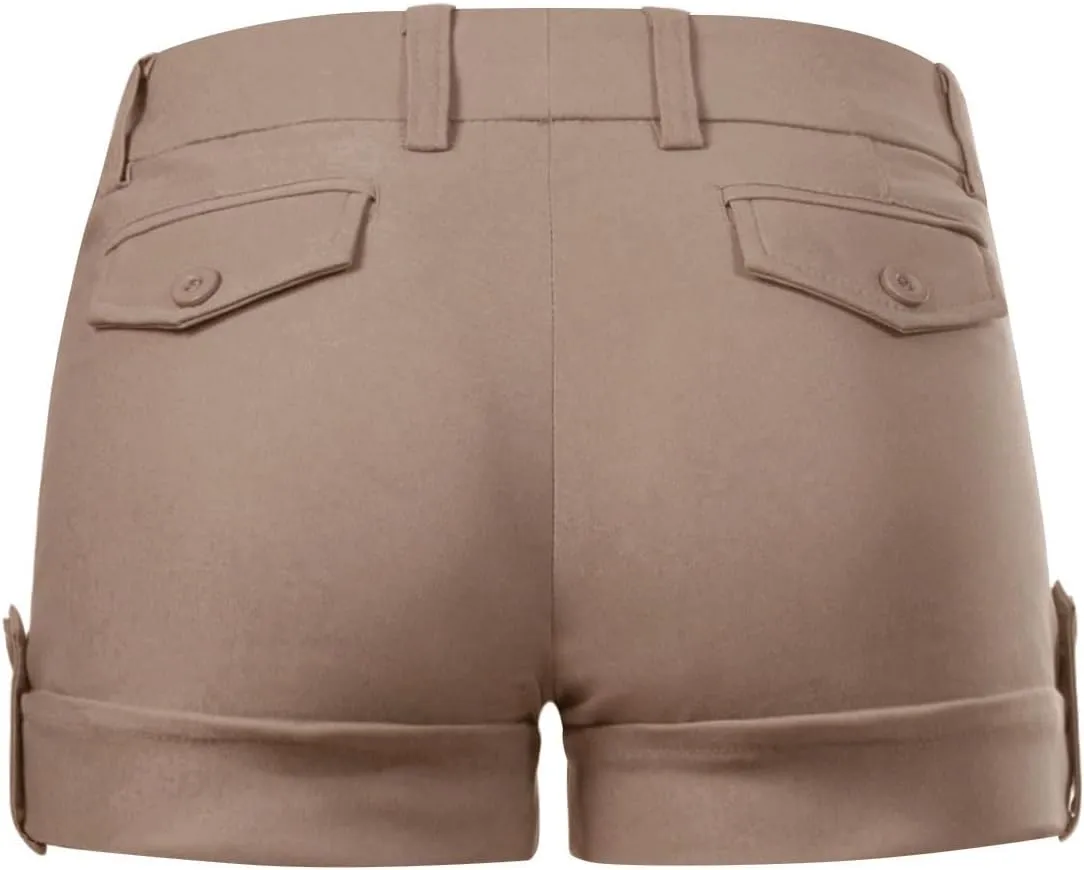 MixMatchy Women's Casual Body Enhancing Comfort Cuffed Shorts with Pockets