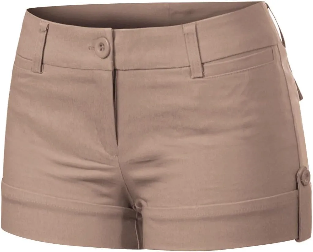 MixMatchy Women's Casual Body Enhancing Comfort Cuffed Shorts with Pockets