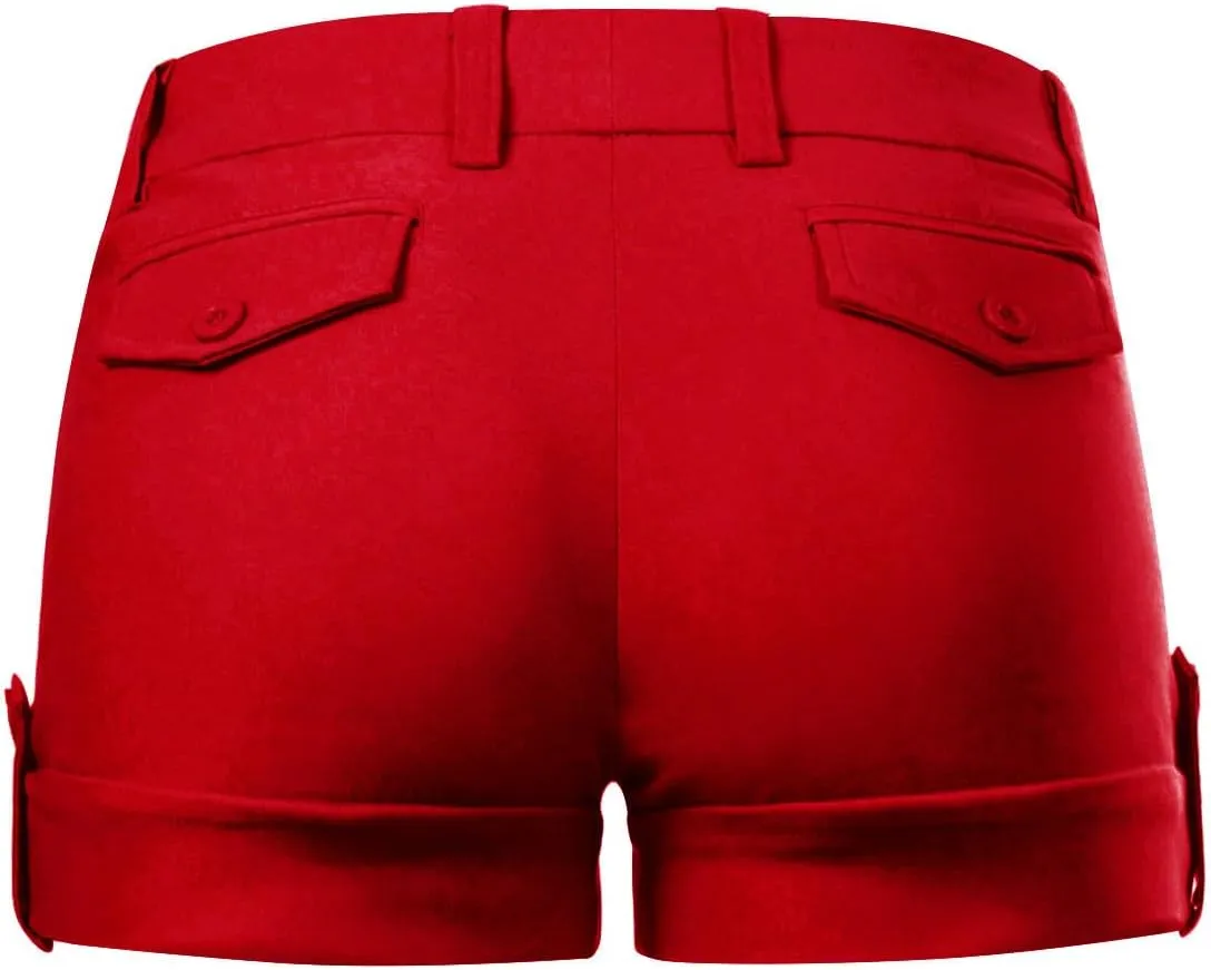 MixMatchy Women's Casual Body Enhancing Comfort Cuffed Shorts with Pockets