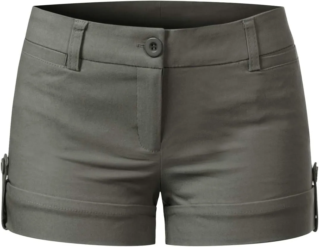 MixMatchy Women's Casual Body Enhancing Comfort Cuffed Shorts with Pockets