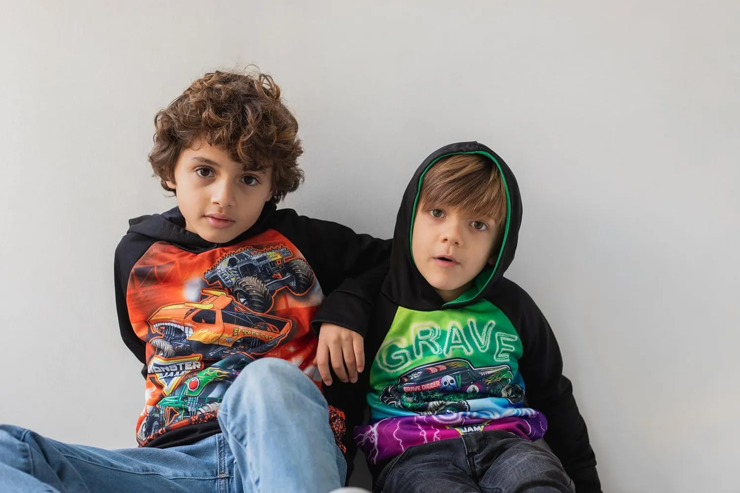 Monster Jam Maximum Destruction El Toro Loco Grave Digger Fleece Pullover Hoodie Toddler to Big Kid