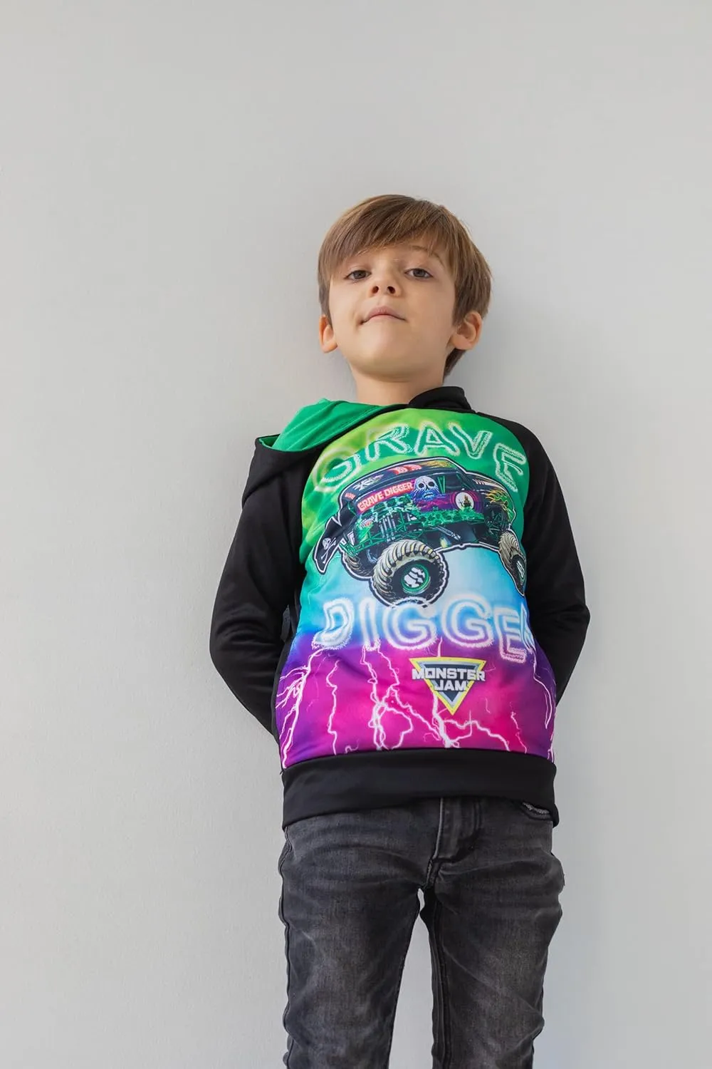 Monster Jam Maximum Destruction El Toro Loco Grave Digger Fleece Pullover Hoodie Toddler to Big Kid