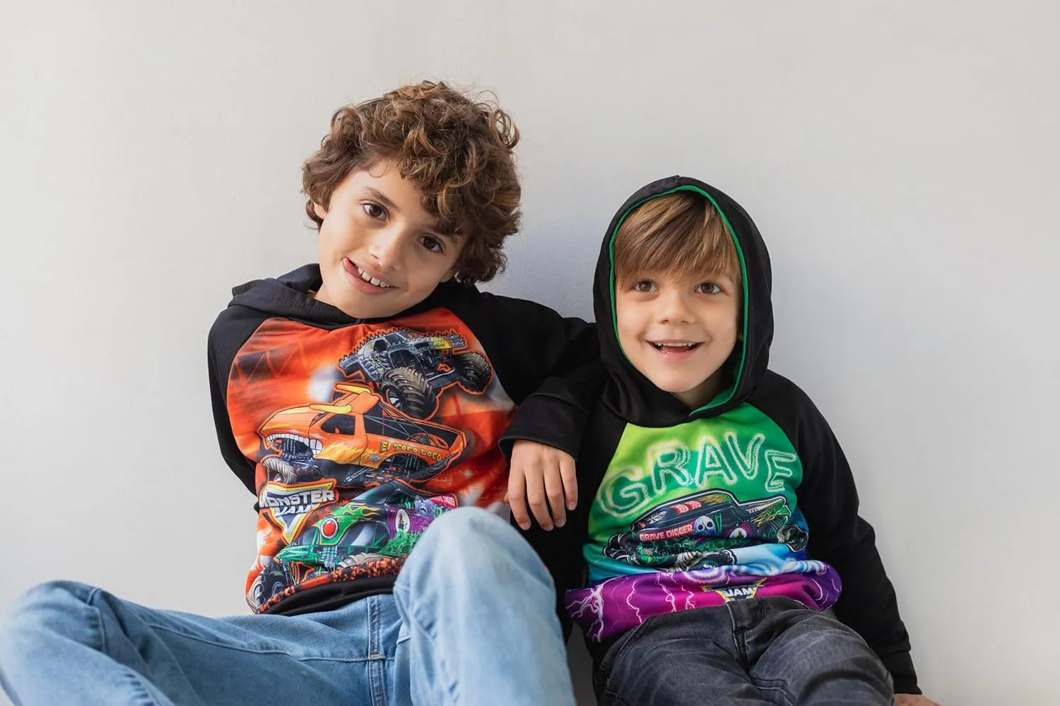 Monster Jam Maximum Destruction El Toro Loco Grave Digger Fleece Pullover Hoodie Toddler to Big Kid