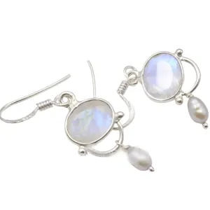 Moonstone and Pearl Elegant Earrings