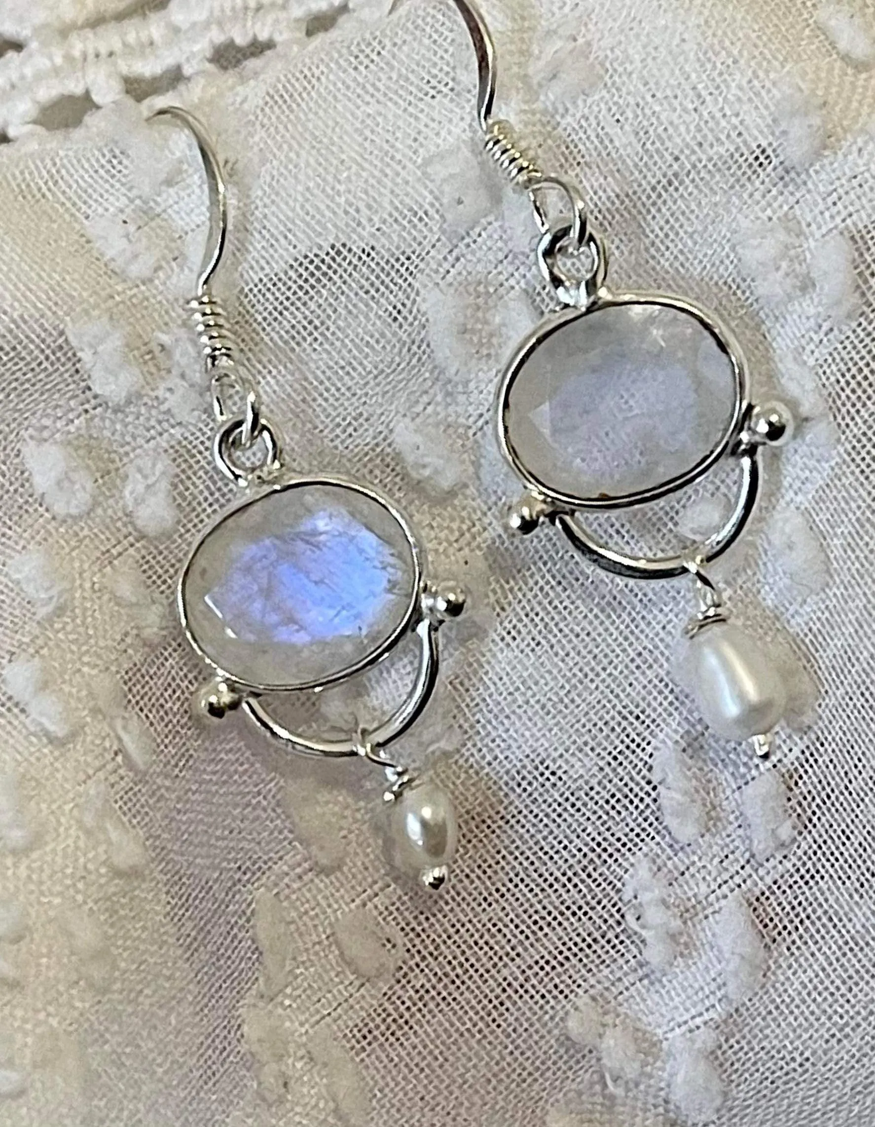 Moonstone and Pearl Elegant Earrings
