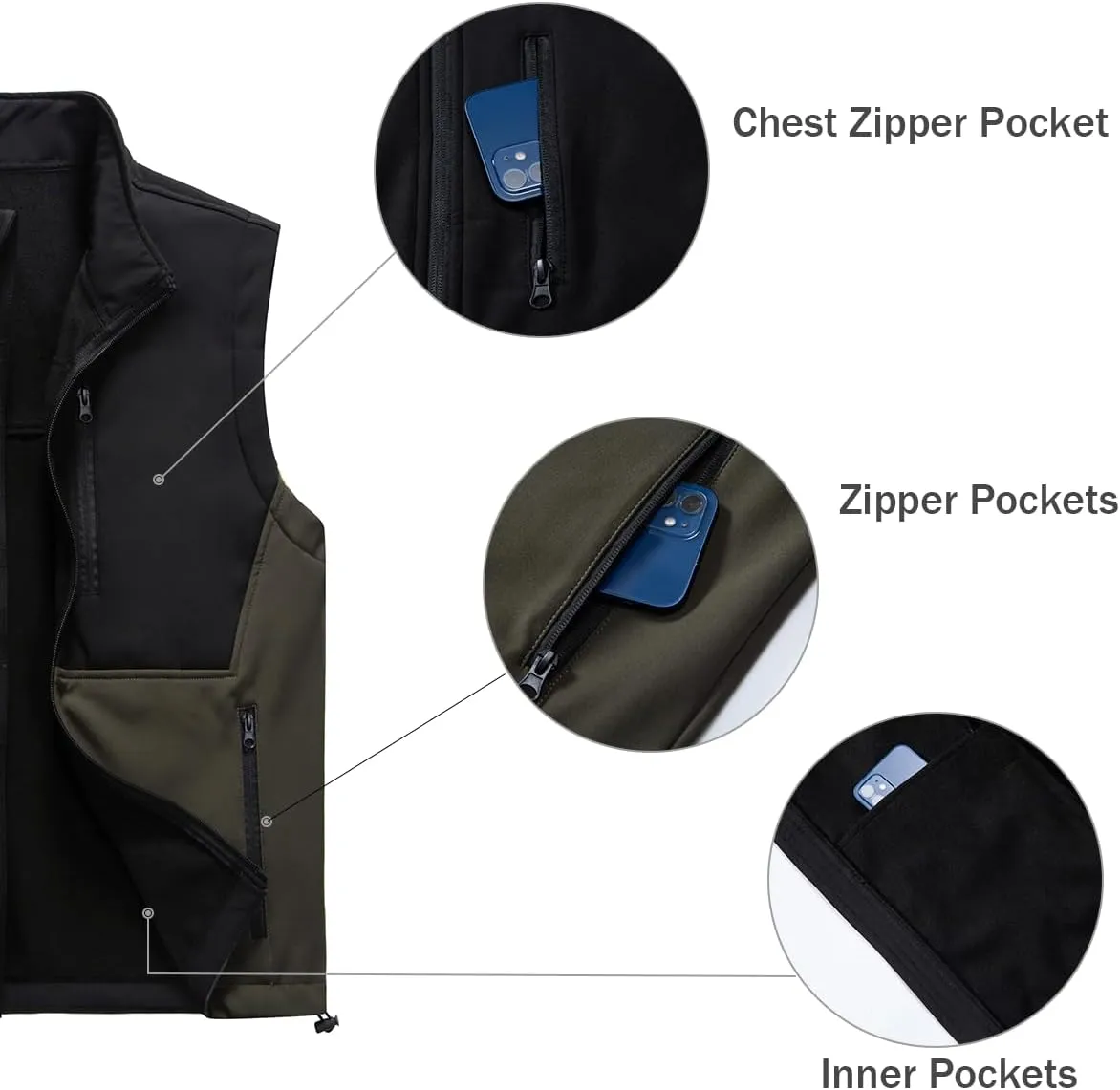 Msmsse Men's Outerwear Lightweight Vest Standing Collar Puffer Sleeveless Jacket for Hiking Running Golf