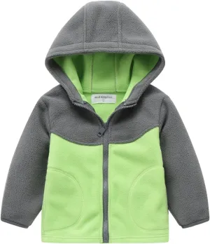 Mud Kingdom Boys Girls Fleece Jackets with Hood Outerwear Long Sleeve Deer Pattern Zipper Tops