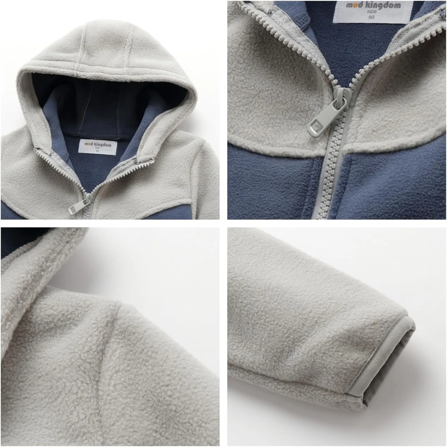 Mud Kingdom Boys Girls Fleece Jackets with Hood Outerwear Long Sleeve Deer Pattern Zipper Tops