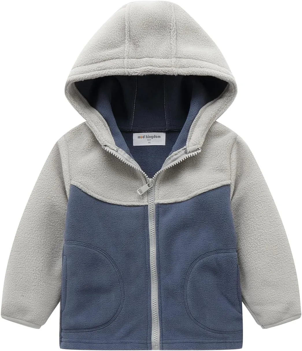Mud Kingdom Boys Girls Fleece Jackets with Hood Outerwear Long Sleeve Deer Pattern Zipper Tops