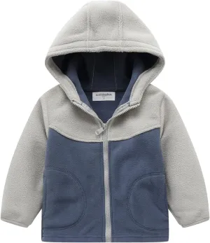 Mud Kingdom Boys Girls Fleece Jackets with Hood Outerwear Long Sleeve Deer Pattern Zipper Tops