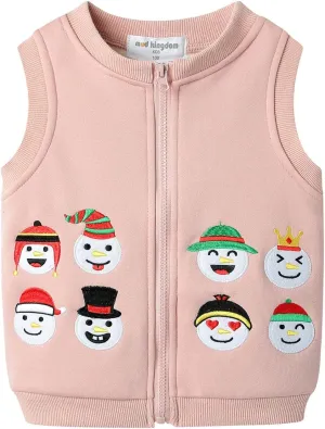 Mud Kingdom Little Boys Fleece Lined Vest Cute Cartoon Patterns Zipper Closure Sleeveless Jacket Thick Warm Outerwear