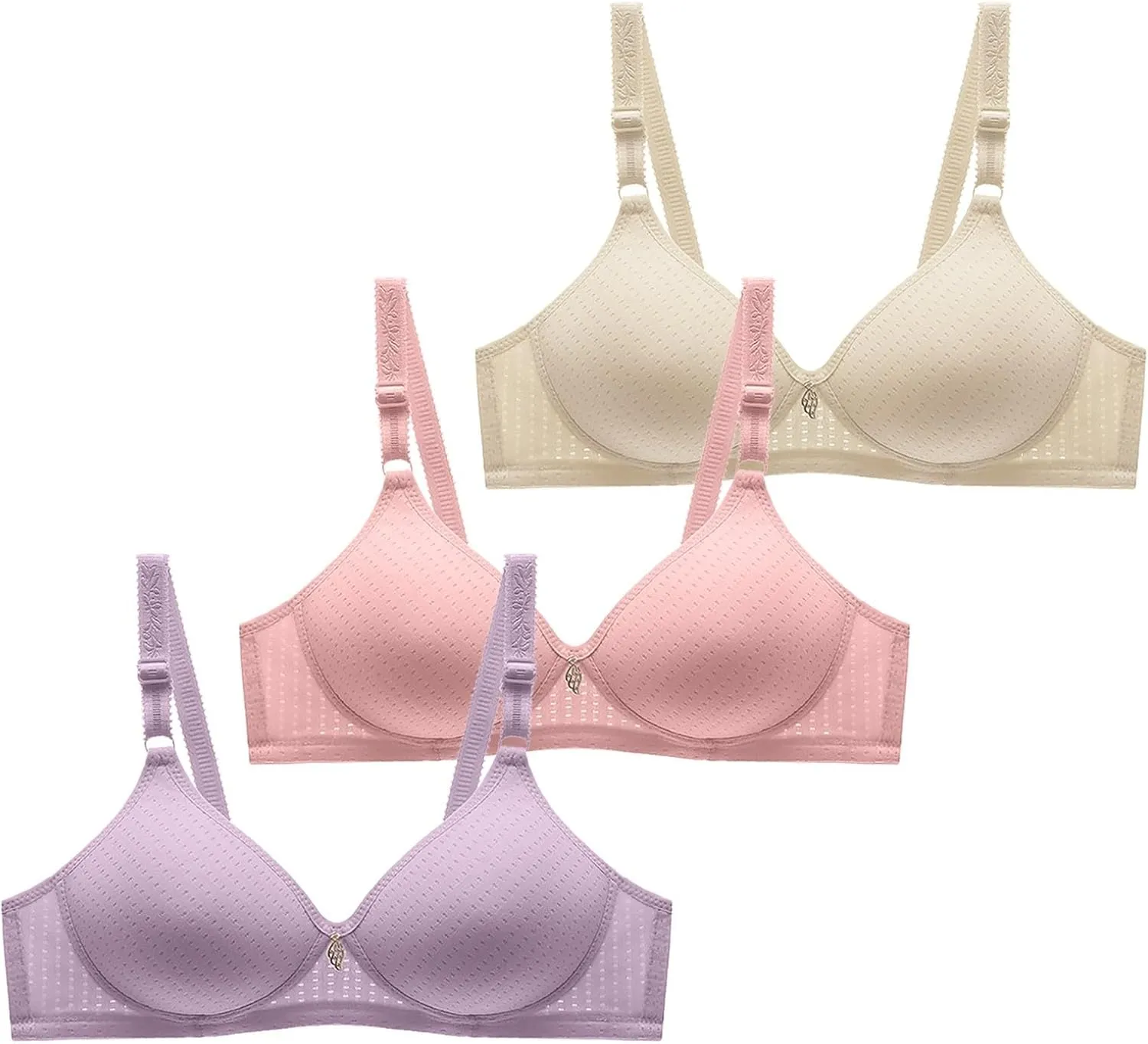 Multi Pack Bras For Women Wireless Soft Pad Sleeping T Shirt Bra Full Coverage Yoga Workout Everyday Wear Bralette