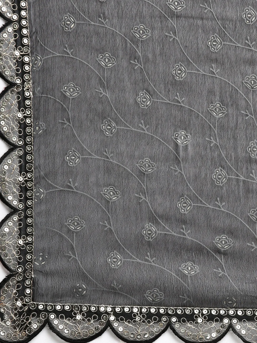 Neeru's Black Regular Straight Printed Readymade Suits
