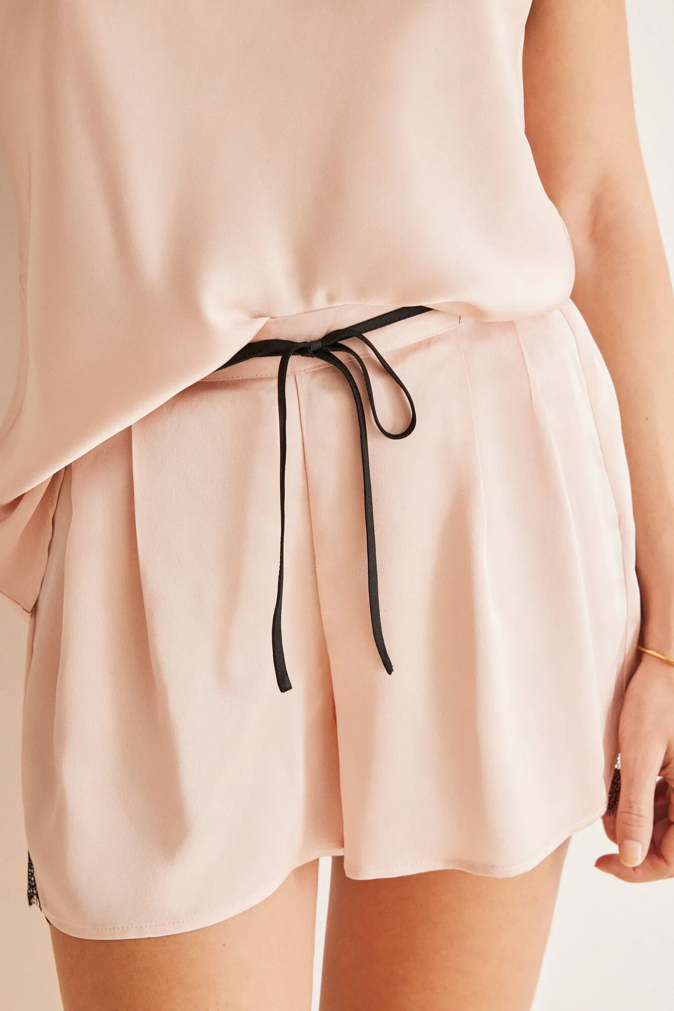 Nude short satin pyjamas