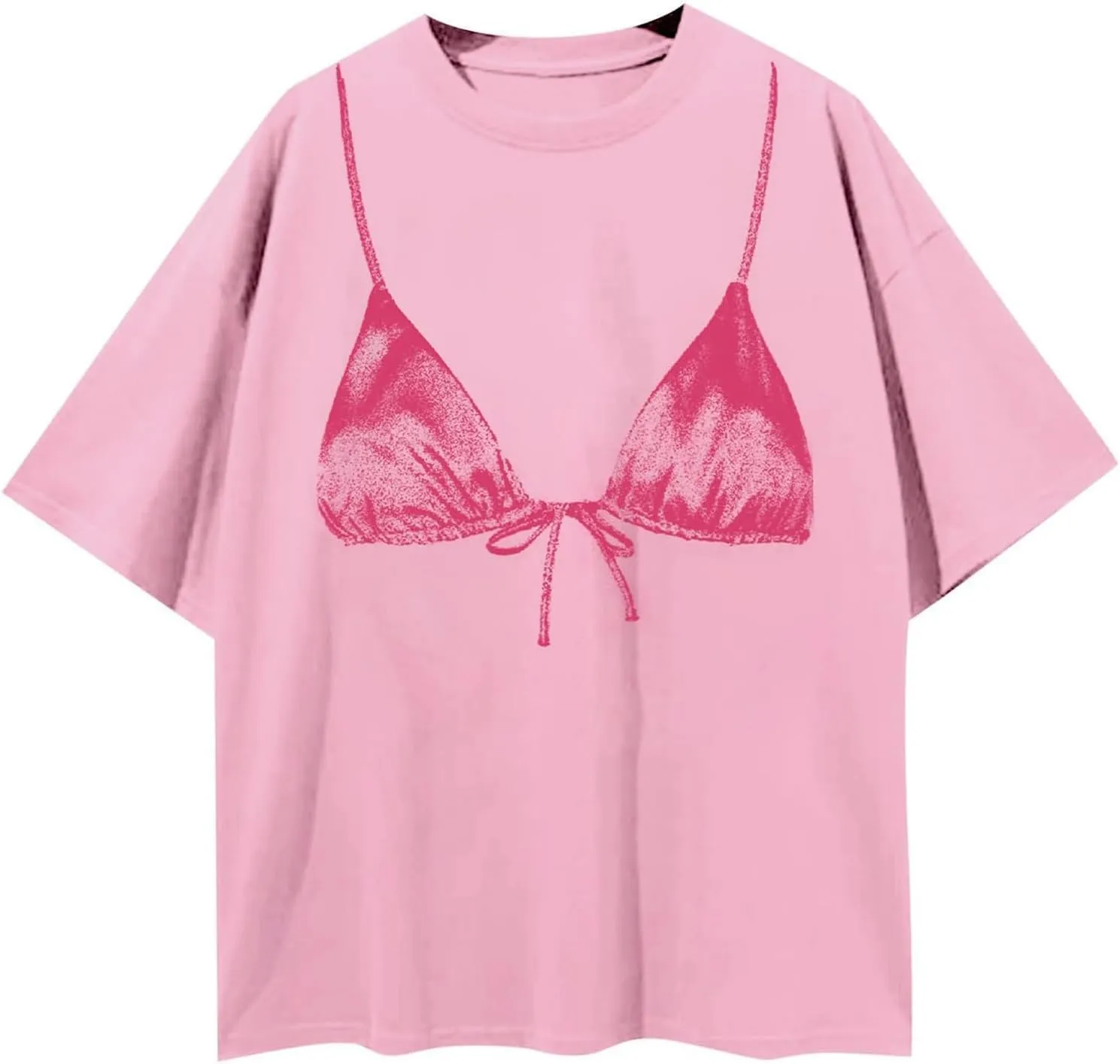 NUFIWI Women Y2k Bra Print Shirt Top Crewneck Short Sleeve Oversized Tee Graphic Bikini Funny Tshirts Coquette Clothes