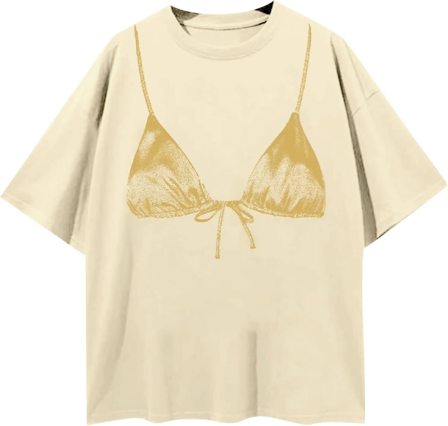 NUFIWI Women Y2k Bra Print Shirt Top Crewneck Short Sleeve Oversized Tee Graphic Bikini Funny Tshirts Coquette Clothes