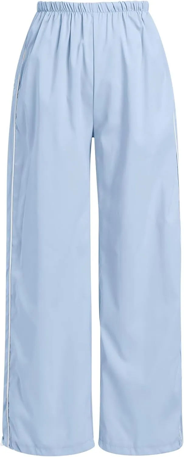ODIZLI Parachute Pants for Women Y2k Low Rise Loose Cargo Pants Streetwear Oversized Baggy Sweatpants Joggers Pants