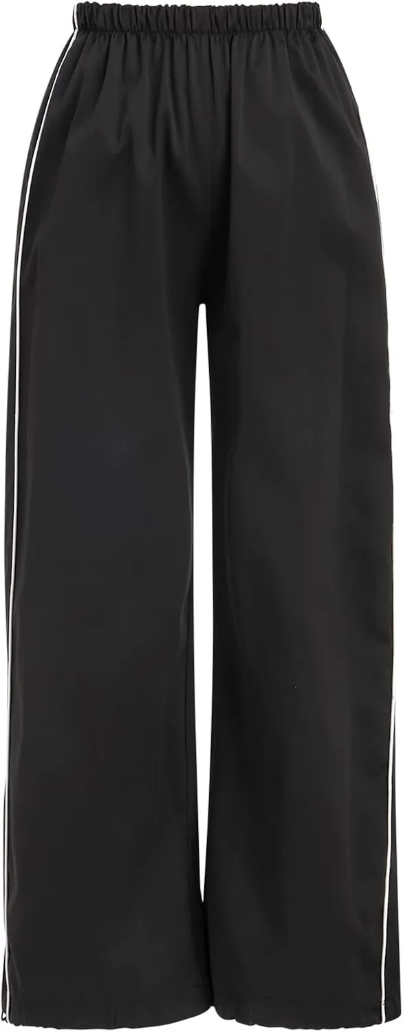 ODIZLI Parachute Pants for Women Y2k Low Rise Loose Cargo Pants Streetwear Oversized Baggy Sweatpants Joggers Pants