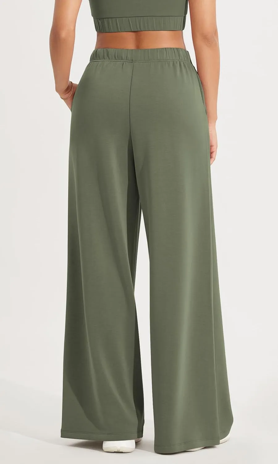 ODODOS Women's Modal Soft Extra Wide Leg Pants with Pockets Drawstring High Waist Pull-On Casual Pants