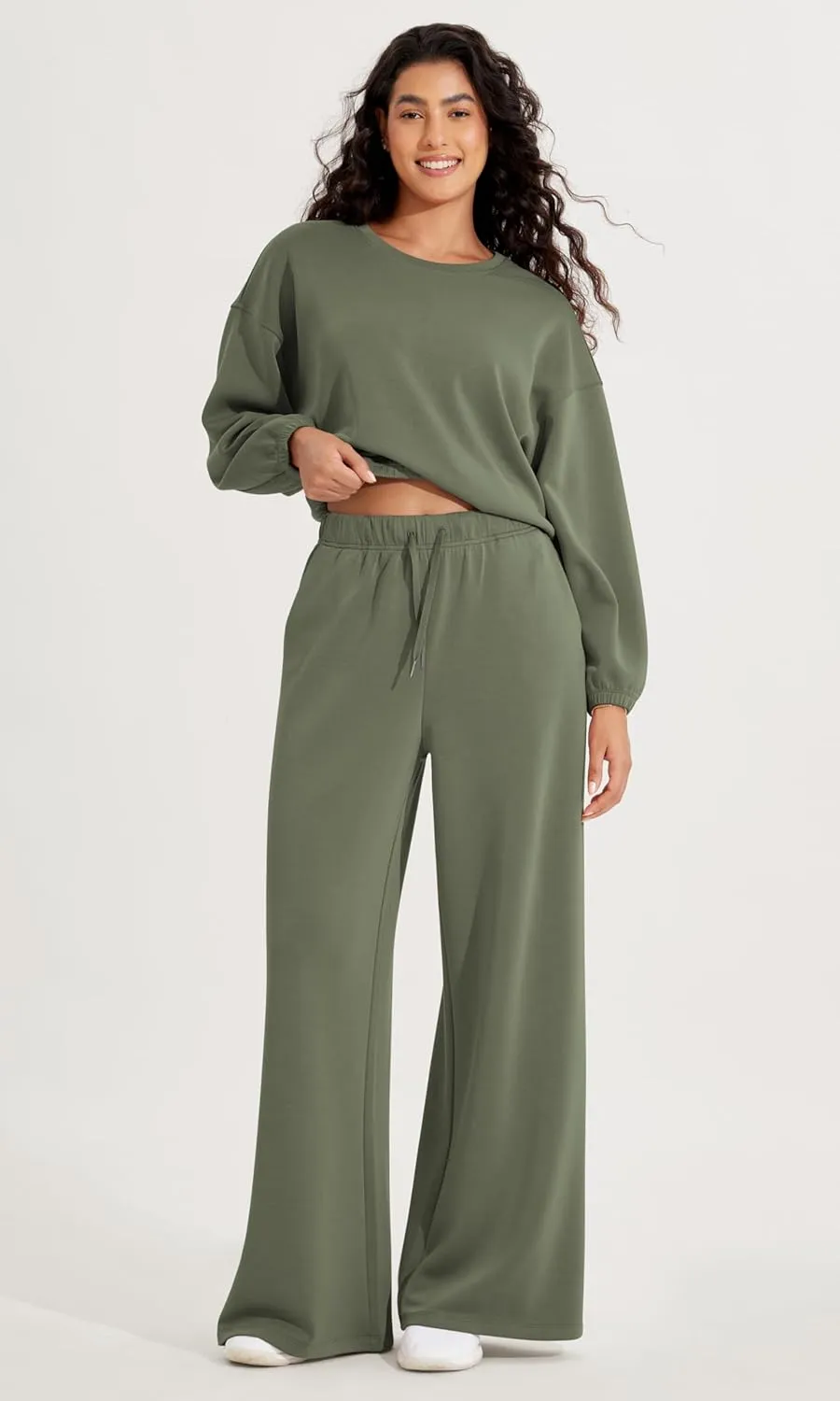 ODODOS Women's Modal Soft Extra Wide Leg Pants with Pockets Drawstring High Waist Pull-On Casual Pants