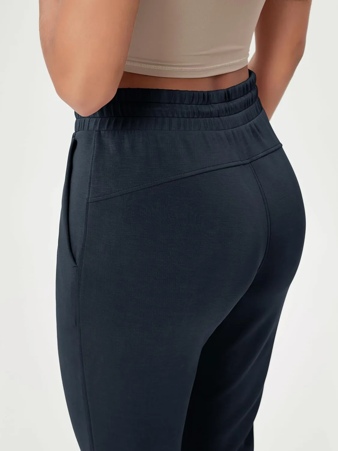 ODODOS Women's Modal Soft Split-Hem High Waist Pants with Pockets Adjustable Shockcord Casual Lounge Pants