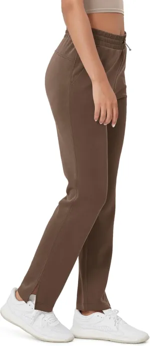 ODODOS Women's Modal Soft Split-Hem High Waist Pants with Pockets Adjustable Shockcord Casual Lounge Pants