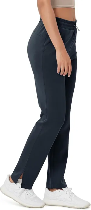 ODODOS Women's Modal Soft Split-Hem High Waist Pants with Pockets Adjustable Shockcord Casual Lounge Pants