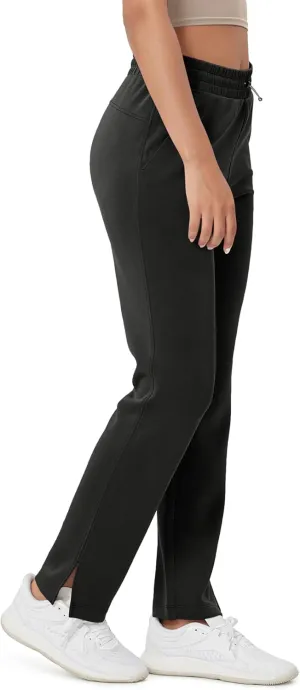 ODODOS Women's Modal Soft Split-Hem High Waist Pants with Pockets Adjustable Shockcord Casual Lounge Pants