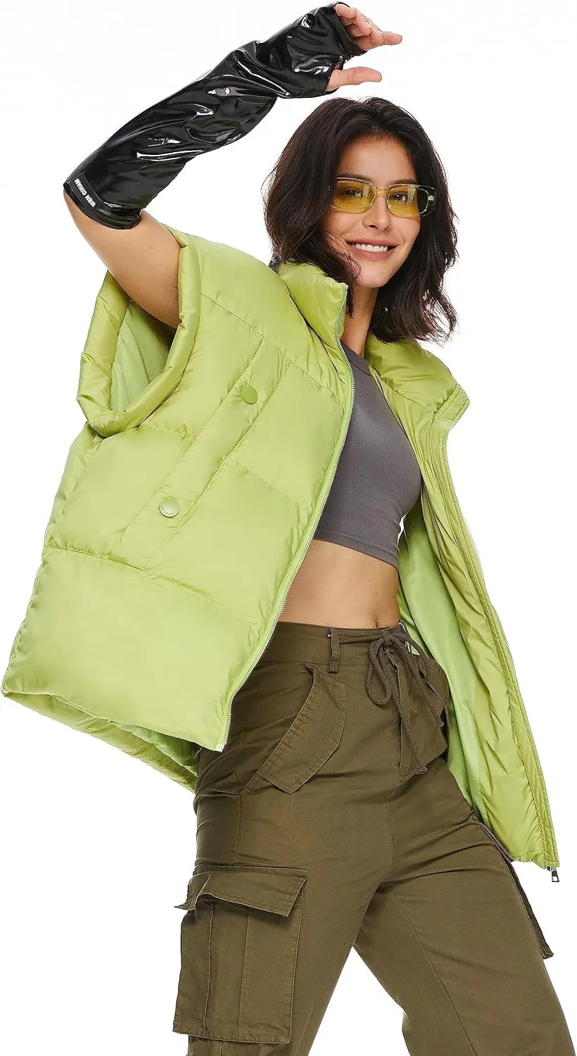 Orolay Women's Puffer Down Vest Oversized Warm Sleeveless Jacket Fashion Quilted Outerwear Gilet with Stand Collar