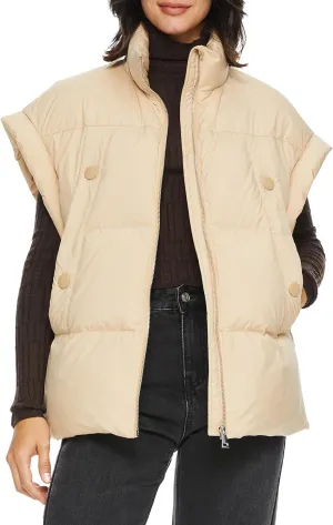Orolay Women's Puffer Down Vest Oversized Warm Sleeveless Jacket Fashion Quilted Outerwear Gilet with Stand Collar