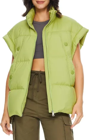 Orolay Women's Puffer Down Vest Oversized Warm Sleeveless Jacket Fashion Quilted Outerwear Gilet with Stand Collar