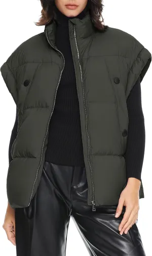 Orolay Women's Puffer Down Vest Oversized Warm Sleeveless Jacket Fashion Quilted Outerwear Gilet with Stand Collar