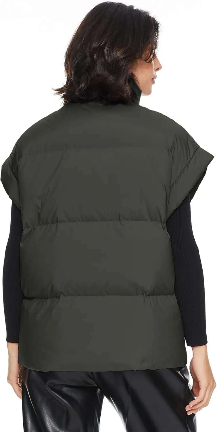 Orolay Women's Puffer Down Vest Oversized Warm Sleeveless Jacket Fashion Quilted Outerwear Gilet with Stand Collar