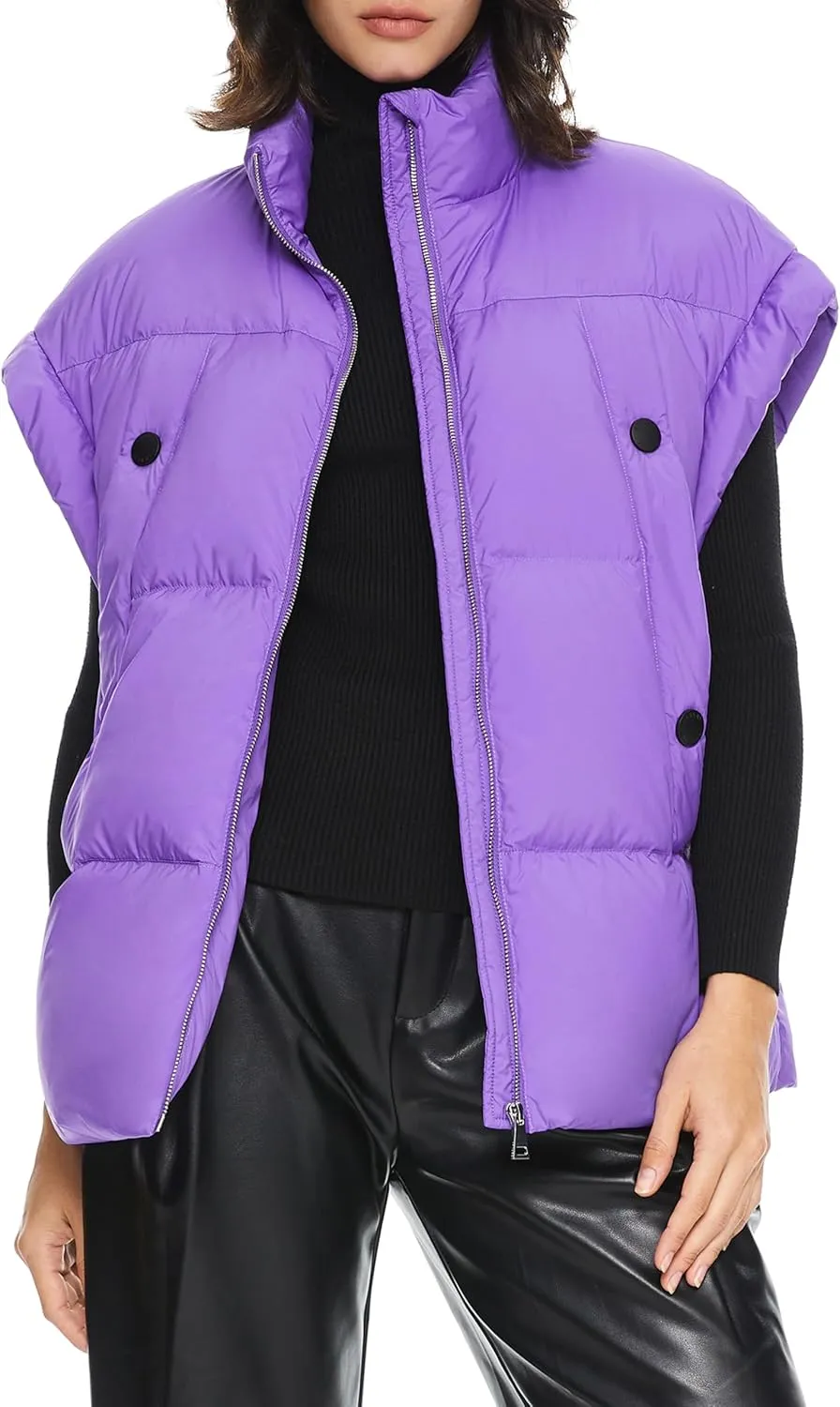 Orolay Women's Puffer Down Vest Oversized Warm Sleeveless Jacket Fashion Quilted Outerwear Gilet with Stand Collar