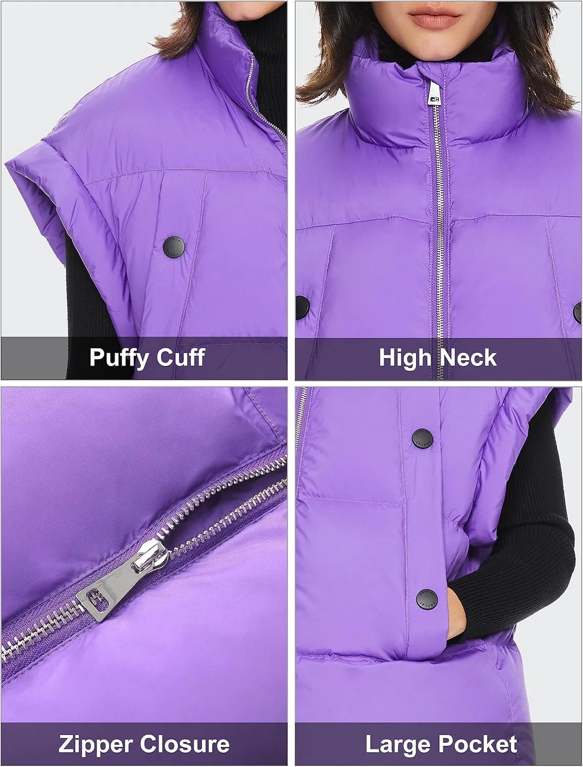 Orolay Women's Puffer Down Vest Oversized Warm Sleeveless Jacket Fashion Quilted Outerwear Gilet with Stand Collar