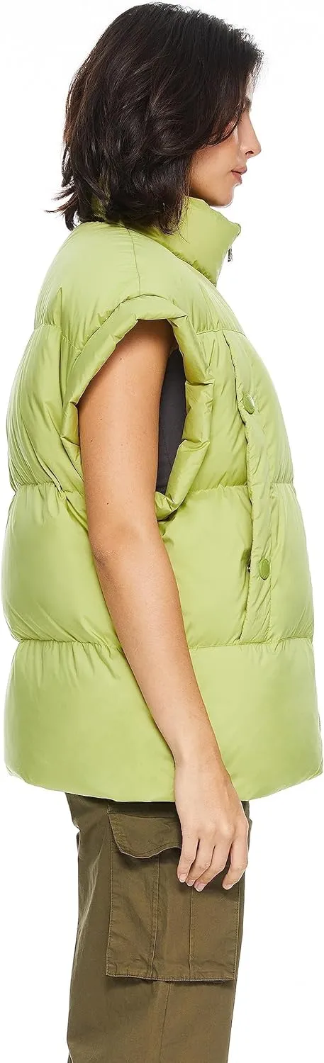 Orolay Women's Puffer Down Vest Oversized Warm Sleeveless Jacket Fashion Quilted Outerwear Gilet with Stand Collar