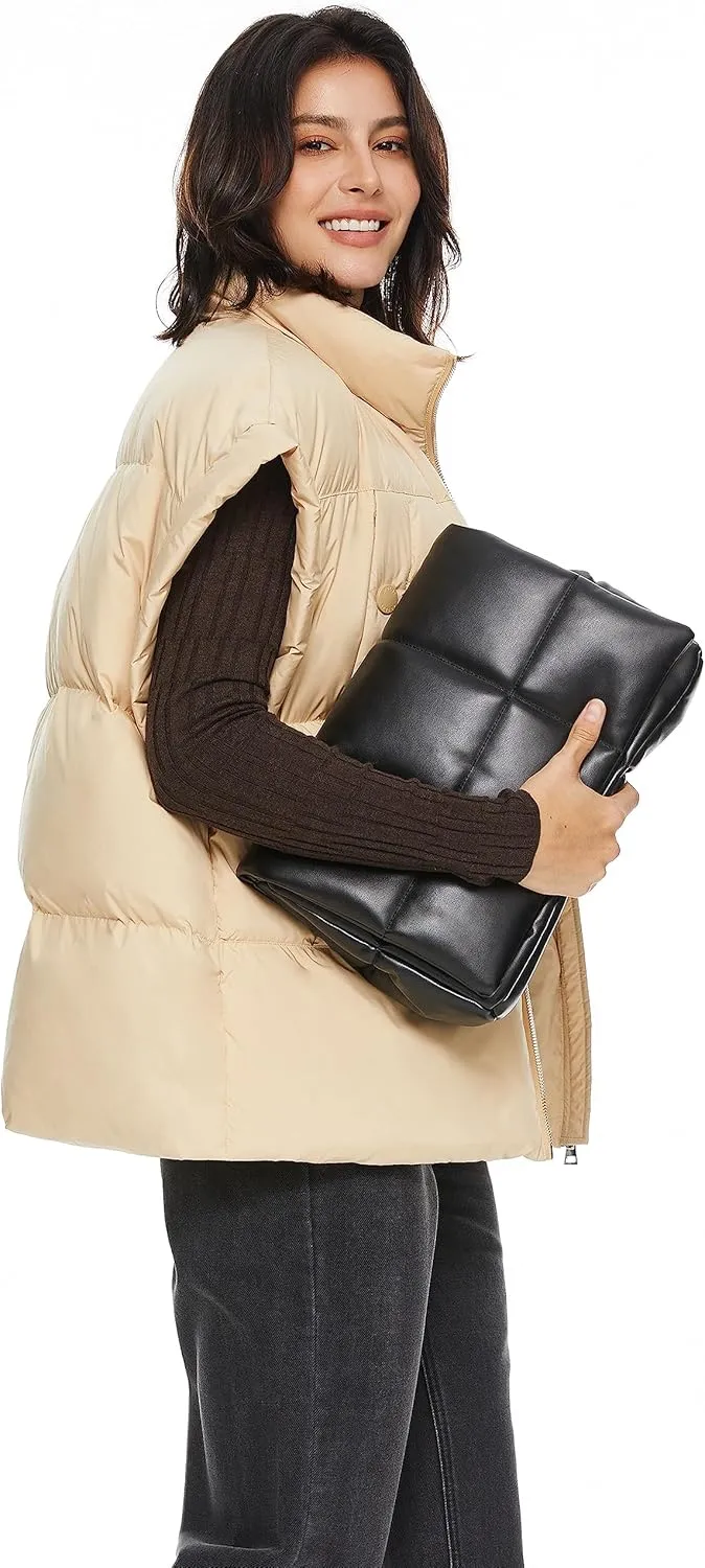 Orolay Women's Puffer Down Vest Oversized Warm Sleeveless Jacket Fashion Quilted Outerwear Gilet with Stand Collar