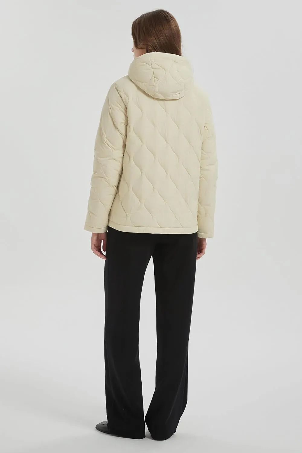 Orolay Women's Quilted Down Jacket Lightweight Hooded Puffer Coat Long Sleeve Warm Outerwear with Pockets