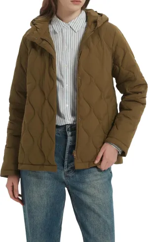Orolay Women's Quilted Down Jacket Lightweight Hooded Puffer Coat Long Sleeve Warm Outerwear with Pockets