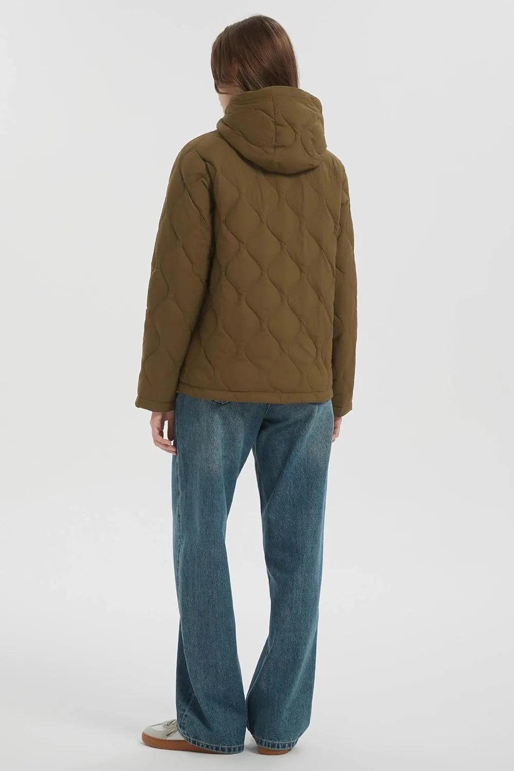 Orolay Women's Quilted Down Jacket Lightweight Hooded Puffer Coat Long Sleeve Warm Outerwear with Pockets