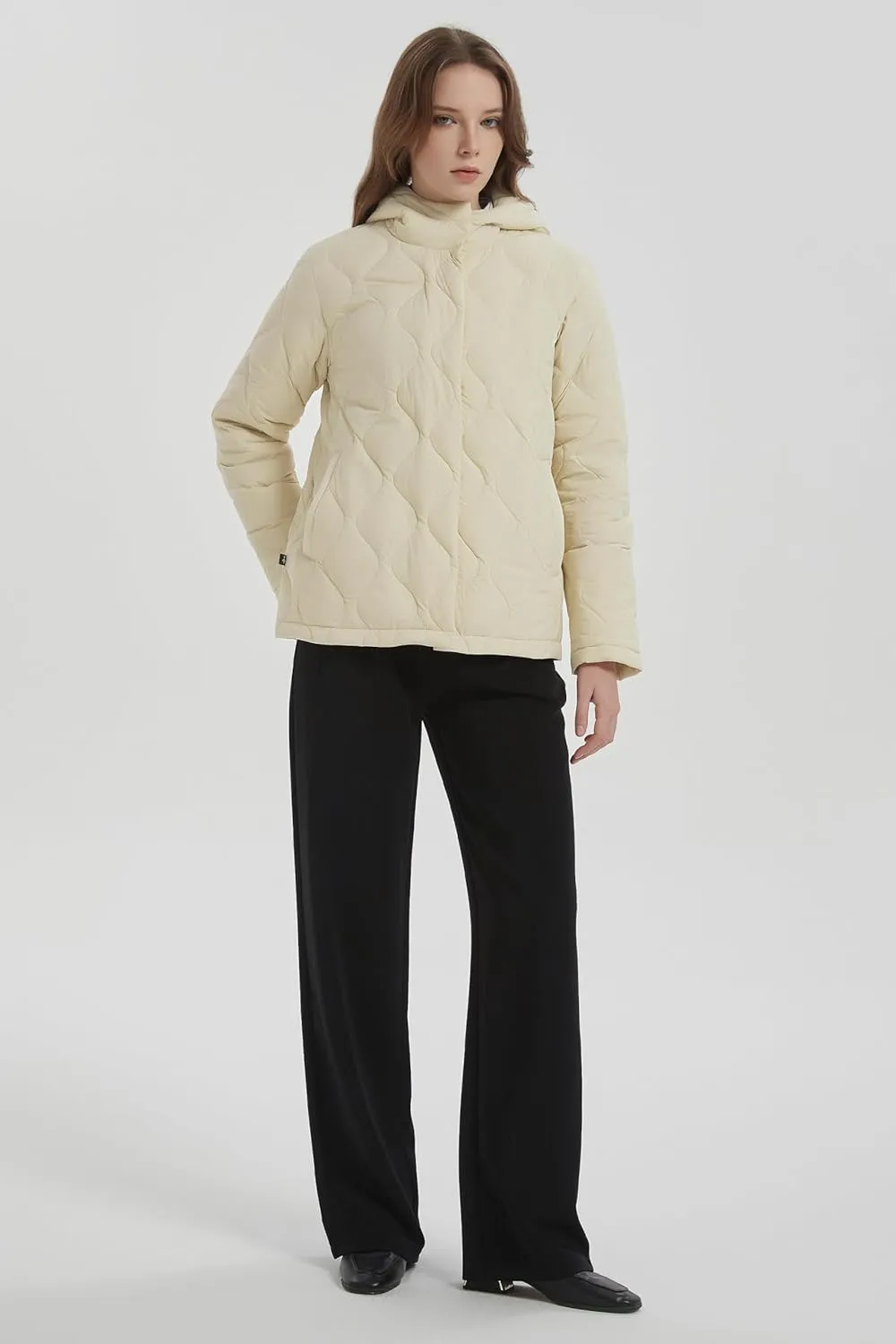 Orolay Women's Quilted Down Jacket Lightweight Hooded Puffer Coat Long Sleeve Warm Outerwear with Pockets