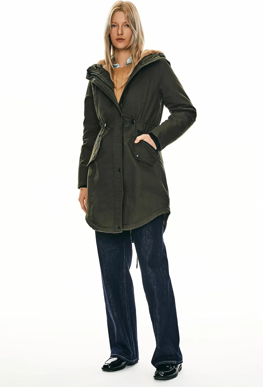 Orolay Women's Thicken Fleece Lined Parka Winter Coat Hooded Jacket with Pockets
