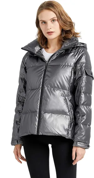 Orolay Women's Winter Down Coat Metallic Hooded Puffer Jacket
