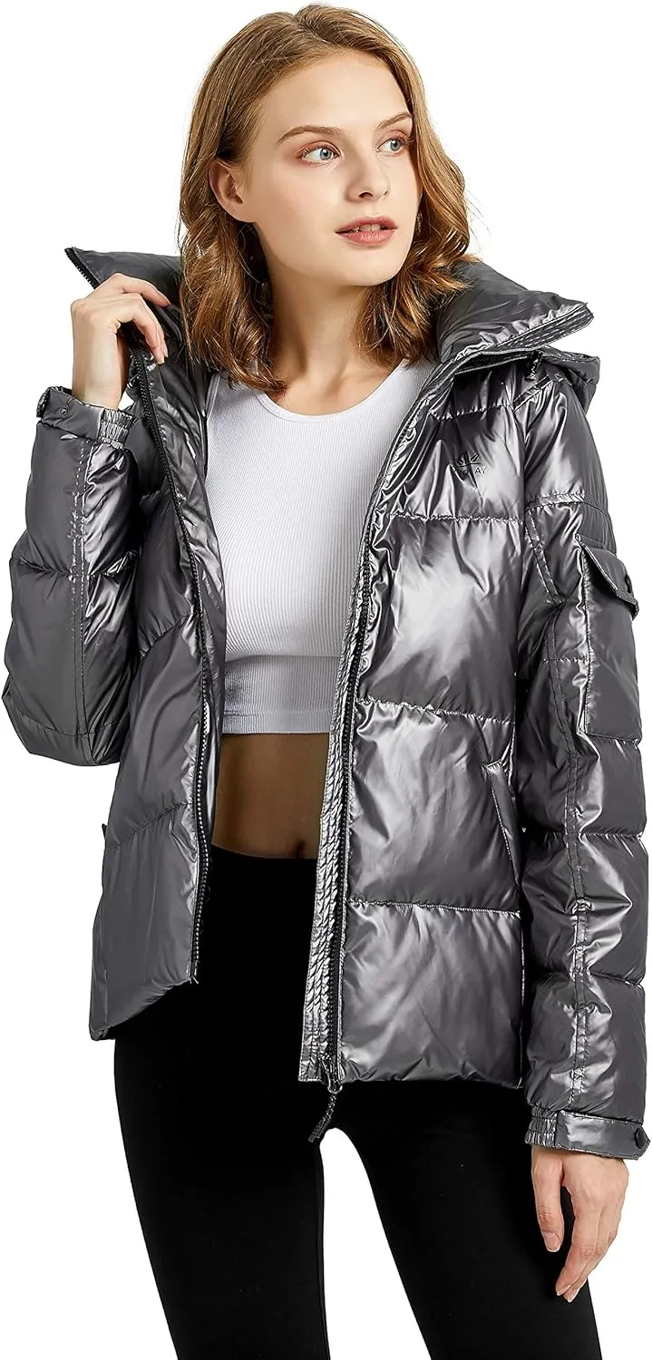 Orolay Women's Winter Down Coat Metallic Hooded Puffer Jacket