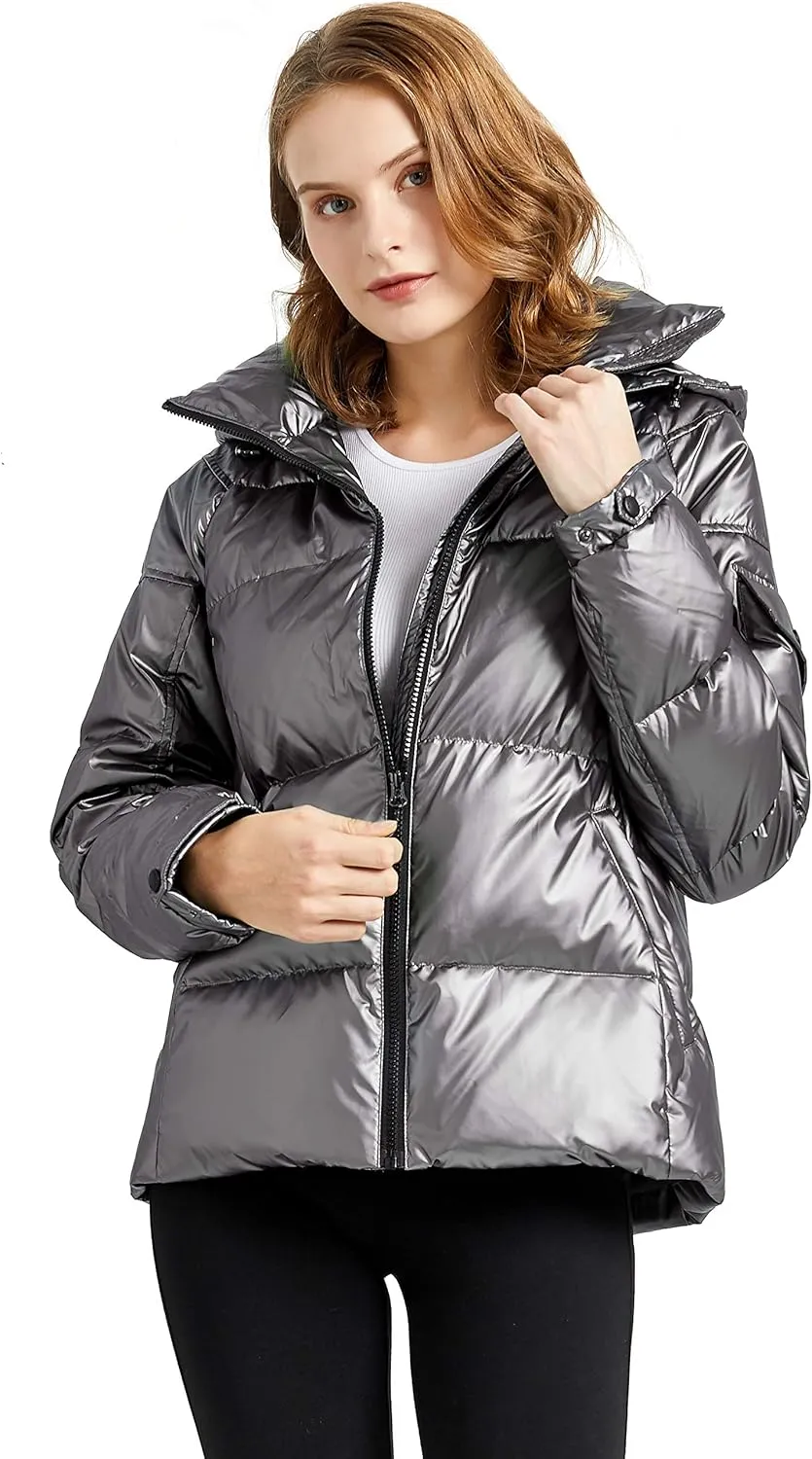 Orolay Women's Winter Down Coat Metallic Hooded Puffer Jacket