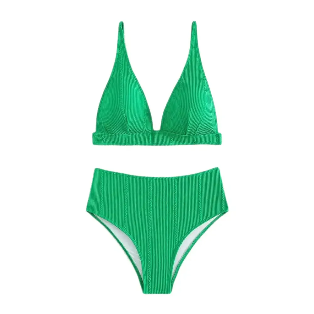 Padded Plain High Waist Swimsuit