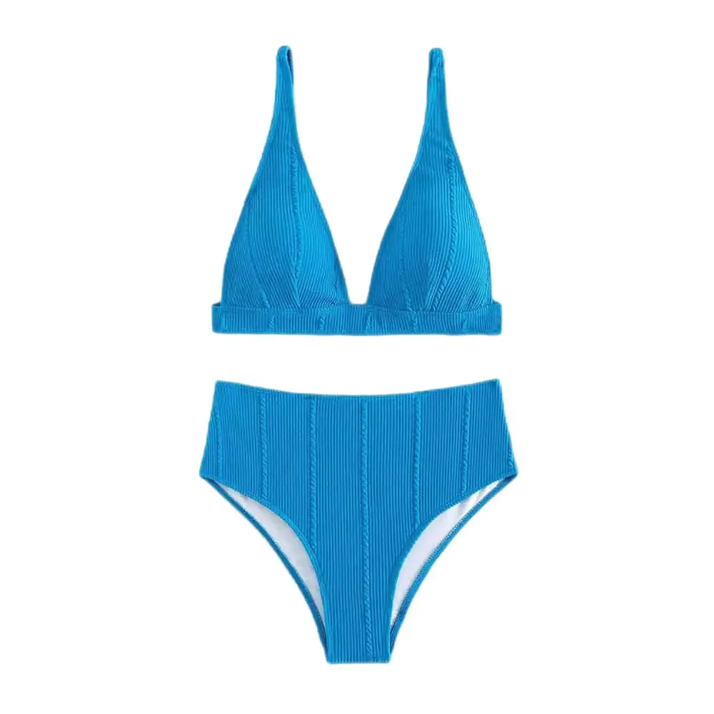 Padded Plain High Waist Swimsuit