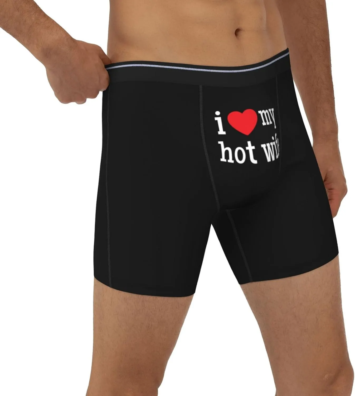 PAUPPY I Heart my Hot wife I Love My Hot Wife Men's Boxer Briefs Stretch Underwear Open Fly Tagless Underpants Regular Leg