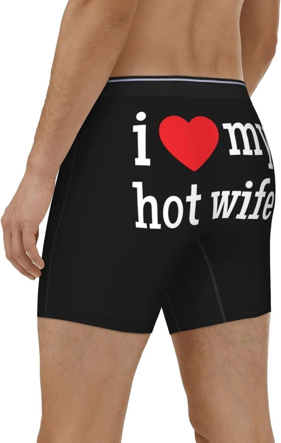 PAUPPY I Heart my Hot wife I Love My Hot Wife Men's Boxer Briefs Stretch Underwear Open Fly Tagless Underpants Regular Leg