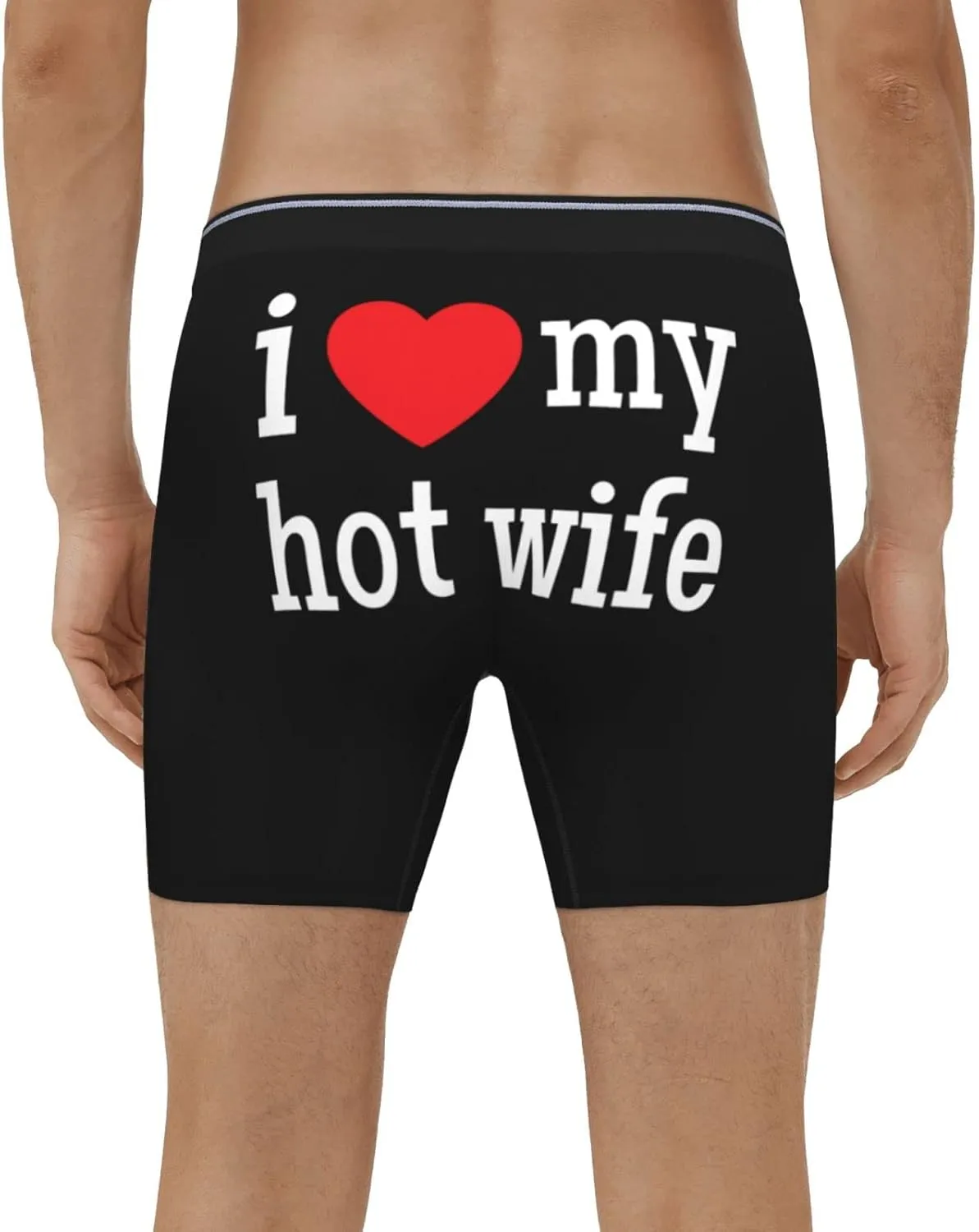PAUPPY I Heart my Hot wife I Love My Hot Wife Men's Boxer Briefs Stretch Underwear Open Fly Tagless Underpants Regular Leg